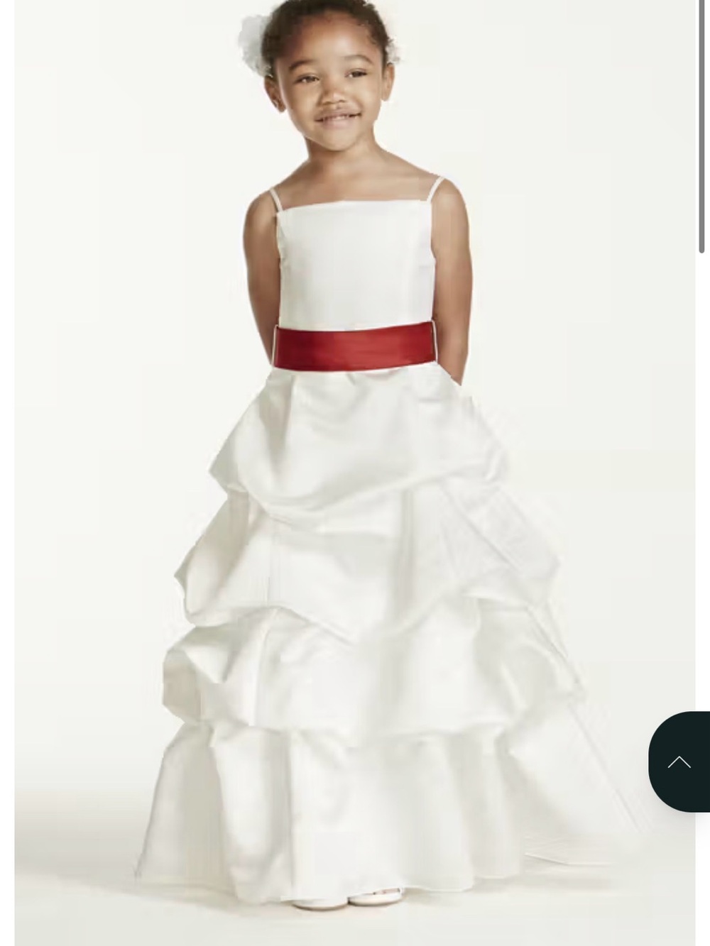 David's Bridal White Satin Flower Girl Dress